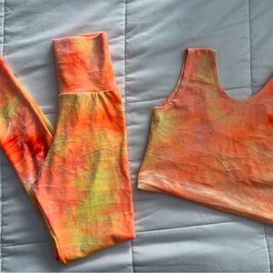 Spoiled and Flashy Vibrant Tie-Dye crushed Velvet high rise Leggings Crop Top